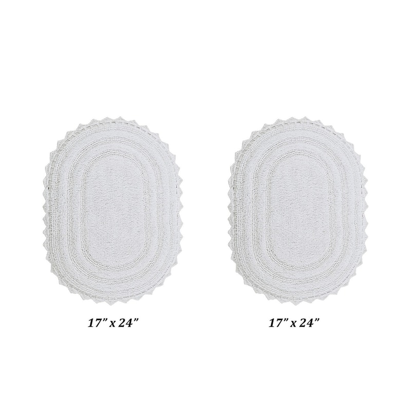 Better Trends Oval Bath Rugs Set 100% Cotton Soft & Water Absorbent Tufted Bathroom Rug for Shower, Sink Bath Mats Lilly Crochet