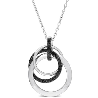 Miadora 1/5ct TDW Black Diamond Interlocked Circle Necklace in Black Rhodium-Plated Sterling Silver