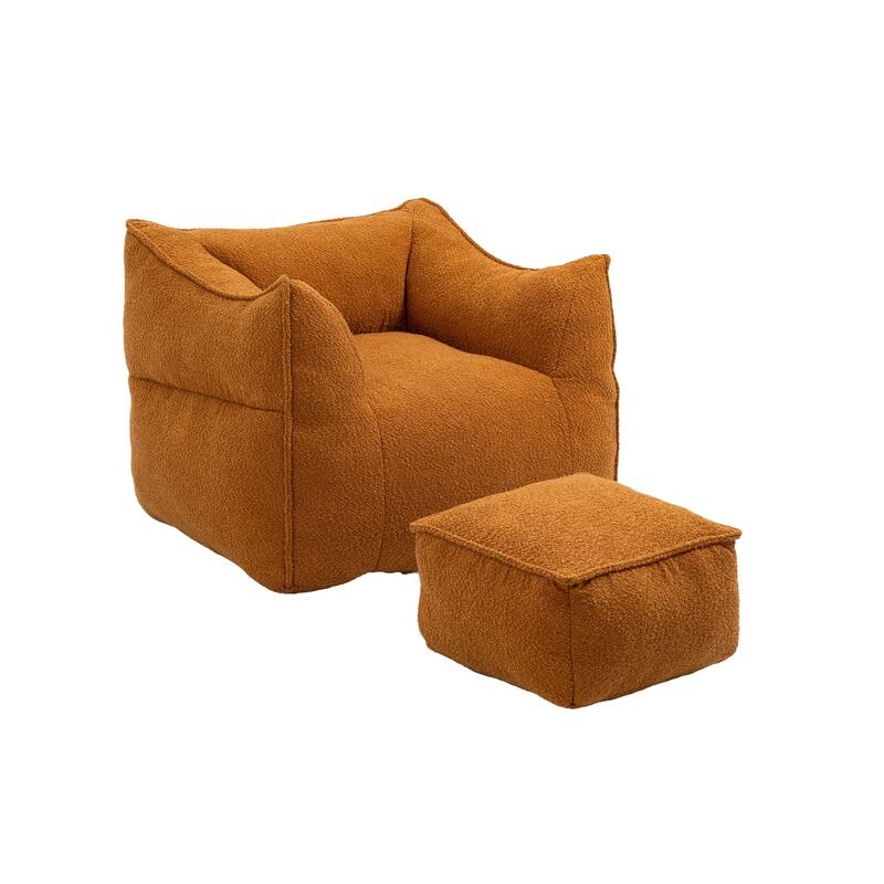 GDFStudio - COOLMORE Boucle Bean Bag Chair with Memory Foam Filling for Ultimate Comfort
