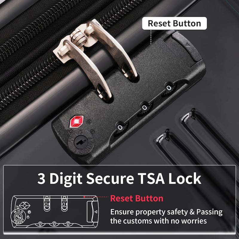 Classic 3 Piece Luggage Set with TSA Lock, ABS Durable Lightweight Suitcase with Spinner Wheels, Hardshell Carry-On Luggage
