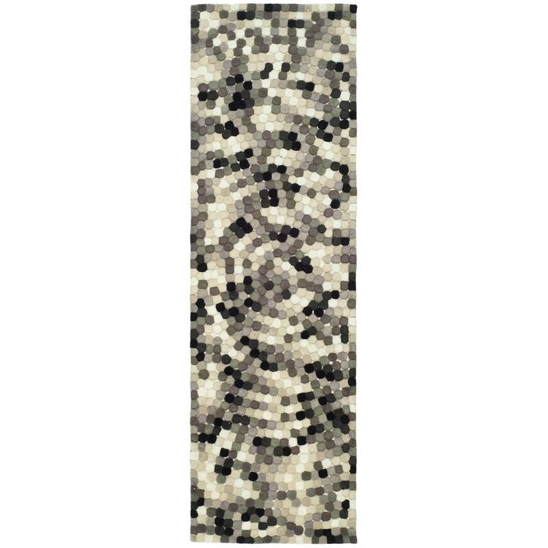 SAFAVIEH Handmade Soho Grisel Mosaic Wool Rug - 2'6" x 14' Runner - Ivory/Grey
