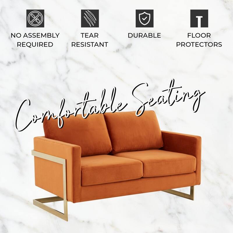 Lincoln Velvet 2-Seater Sofa with Foam Cushions Pocket Spring Stainless Steel Base Removable Cushion Fully Assembled