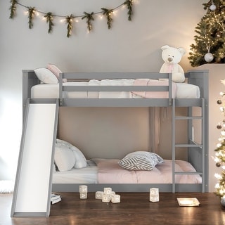 Full over Full Bunk Bed with Slide and Ladder For Bedroom