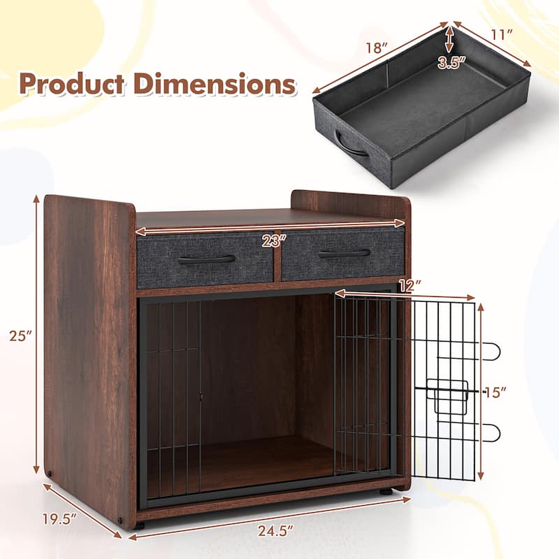 Gymax Industrial Dog Crate Indoor Doge Kennel w/Wide Countertop 2