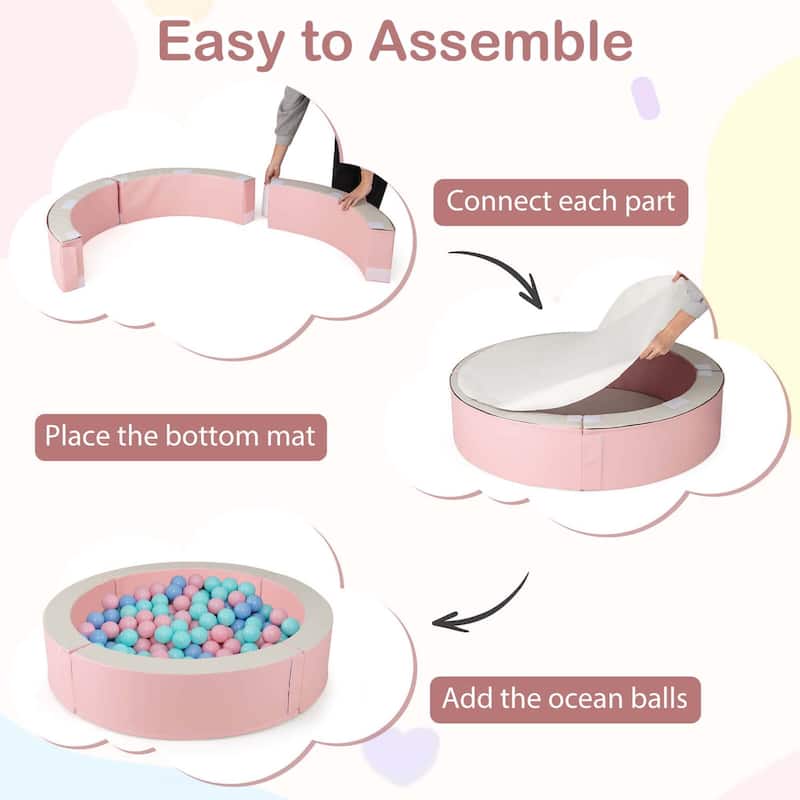 Costway 44.5" x 10" Baby Ball Pit Detachable Foam Ball Pit with 50
