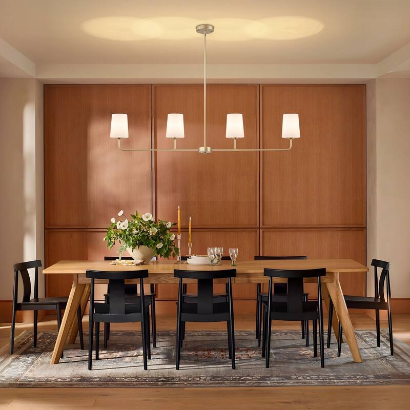 Starsky 4-Light Transitional Linear Pendant Light with Opal Glass Shades