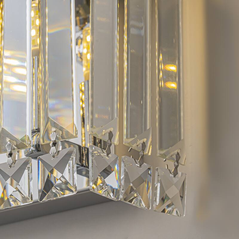 Modern Chrome Vanity Light for Bathroom Luxury Crystal Wall Sconce - W 23"