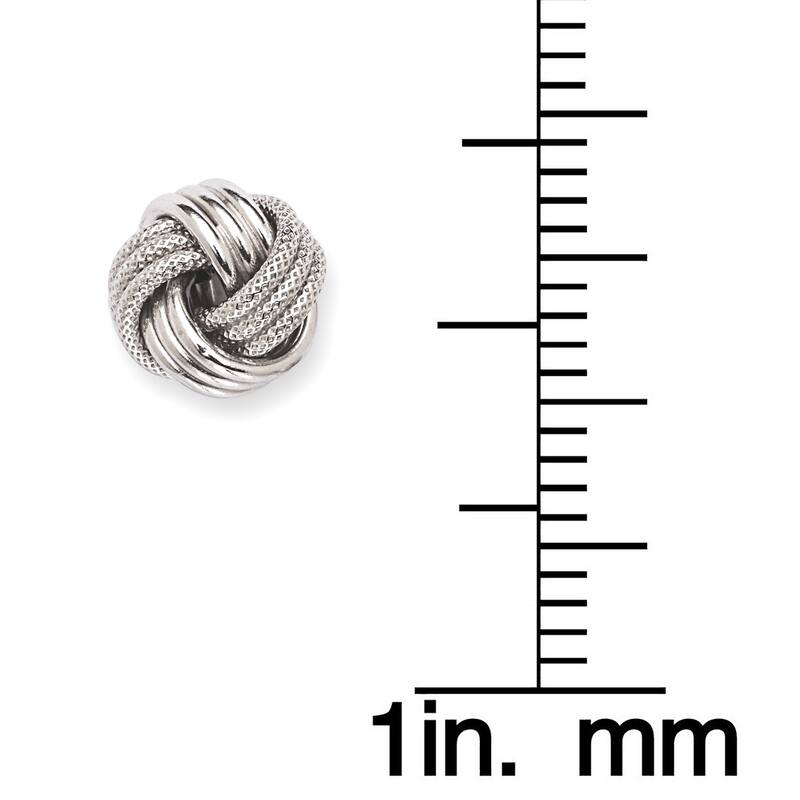 Solid 14k Gold 8mm Textured Love Knot Three Row Stud Earrings