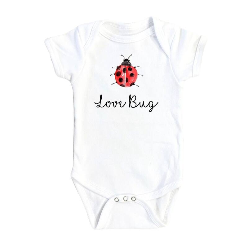 Lady Bug Love - Baby Boy Girl Clothes Infant Bodysuit Funny Cute Newborn - Natural - Newborn