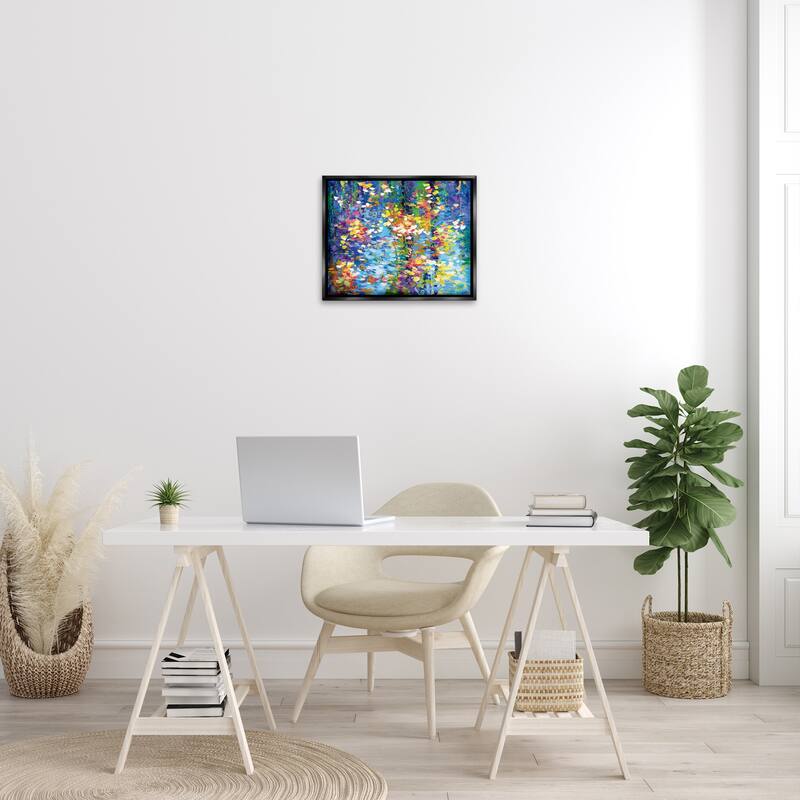 Stupell Colorful Reflections Lake Flowers Framed Floater Canvas Wall Art Design by Leon Devenice