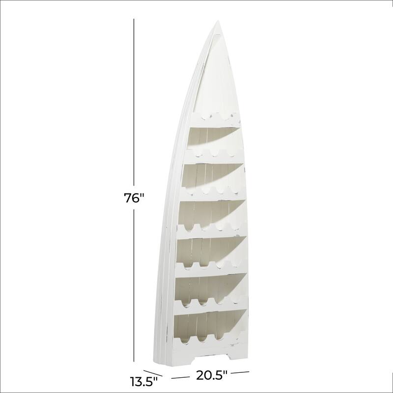 White Wood 25 Bottle Boat Storage Standing Wine Rack