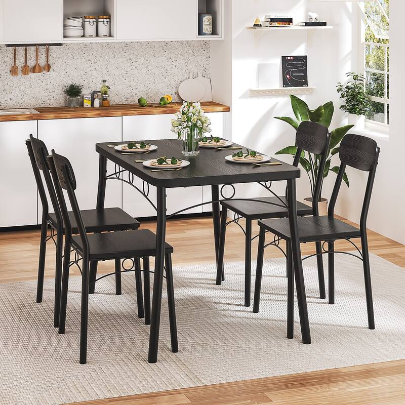 Javlergo 5 Piece Space-Saving Dining Table Set Kitchen Wood Table and Chairs for 4 Dining Room Sets