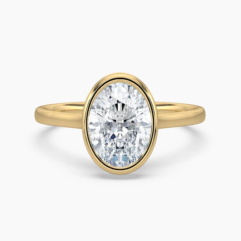 Auriya 14k Gold Lab Grown Oval Diamond Bezel Unique Hidden Halo Engagement Ring 1.00 to 5.00 ct. tw. (F-G, VS) - 4.5 - 2.00 carats - Yellow
