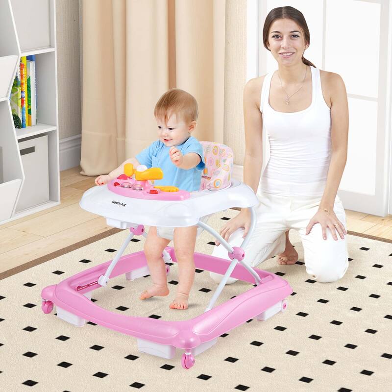 Honeyjoy Foldable Baby Walker with 3 Adjustable Heights Comfy Padded - See Details