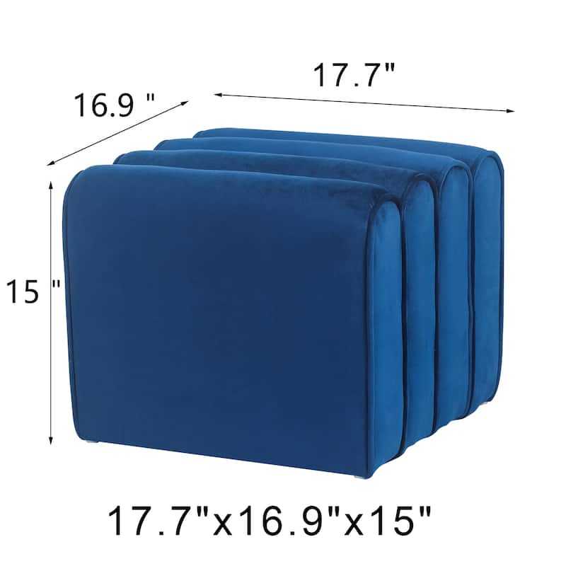 Adeco Footrest Ottoman Bench Velvet Pleated Design Foot Stool