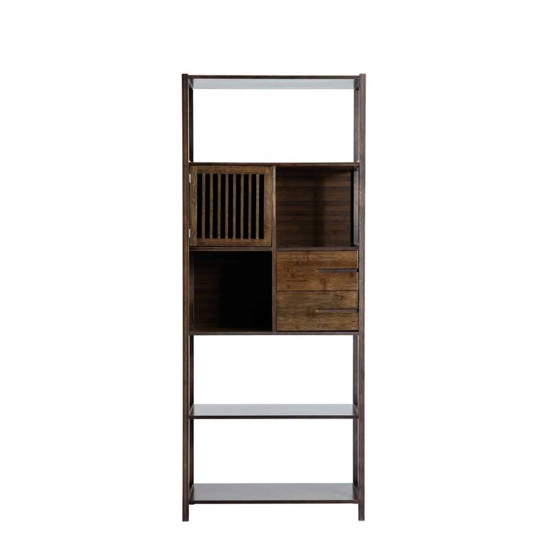 Selma Bamboo Bookcase Left Facing Spindle Cabinet