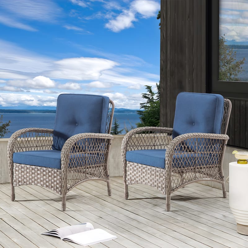 Cozywor Wicker Outdoor Patio Lounge Chair (Set of 2)