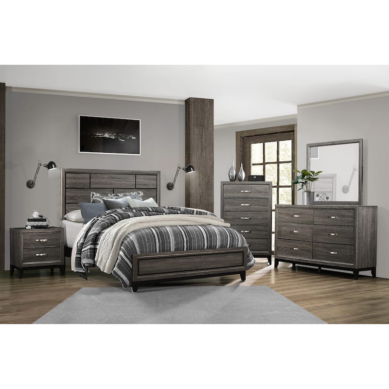 Contemporary Wooden Nightstand, Decorative Table with Metal Handles Dovetail Drawers, Coffee Table with Wooden Countertops