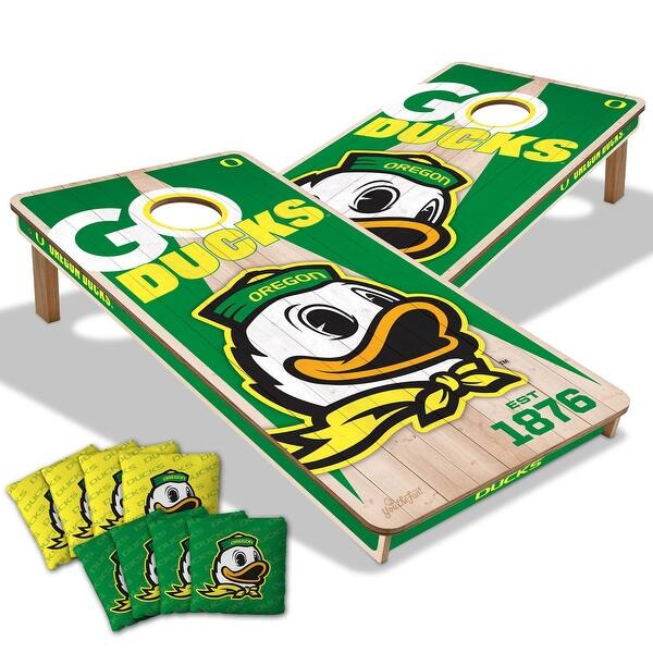 slide 2 of 6, Oregon Ducks NCAA 2x4 Cornhole Board Set Include Carrying Case