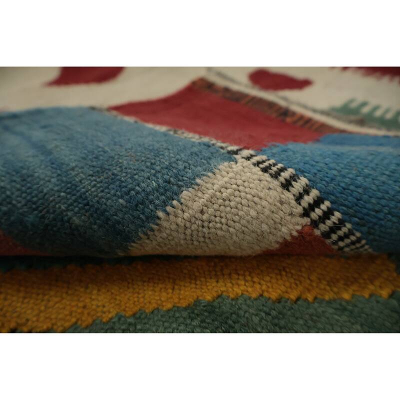 Hand Woven Oriental 100% Wool Carpet Southwestern Tribal Multi-Colored Kilim Area Rug - 14' 8'' X 8' 1''
