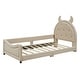 preview thumbnail 6 of 4, Twin Size Upholstered Daybed with OX Horn Shaped Headboard, Kids Bedroom Wooden Platform Bed Frame No Box Spring Needed