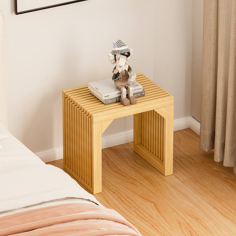 18" Solid Wood Bench Nature for Entryway, Living Room, Kitchen