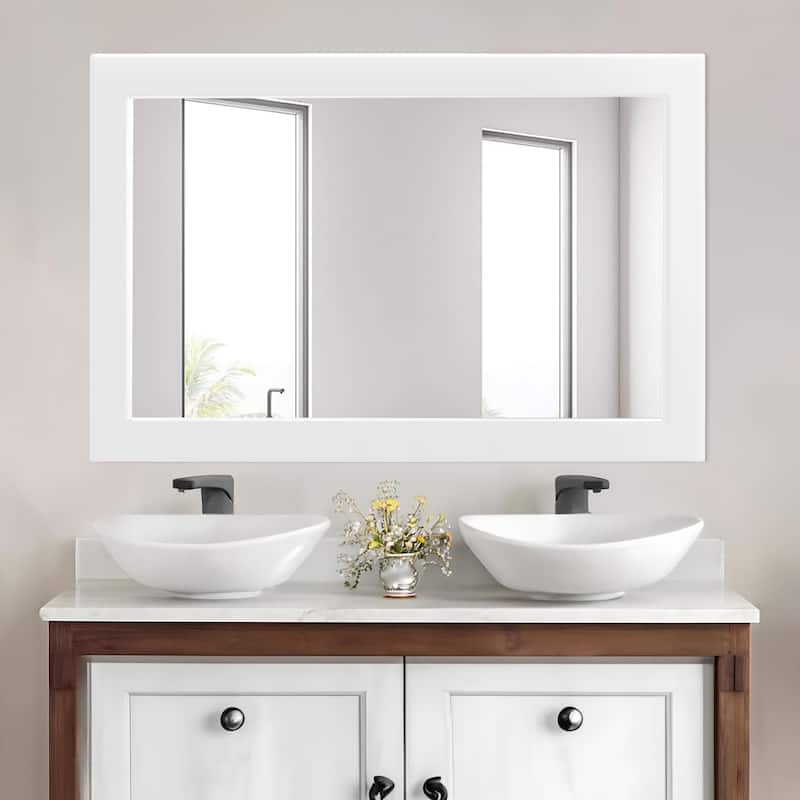 Farmhouse Style Wooden Square Mirror, Pastoral Style in The Bathroom