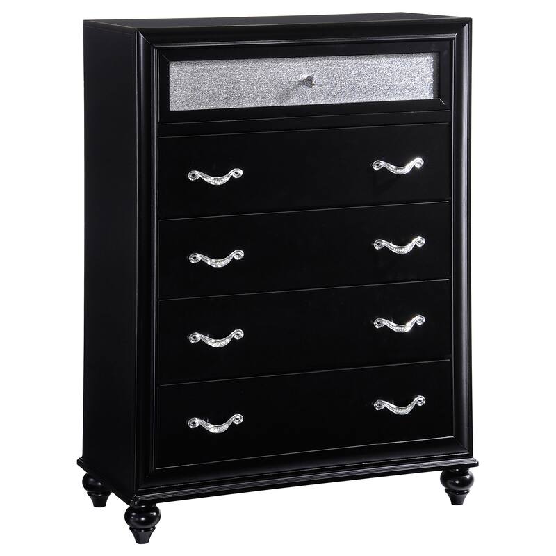 Barzini Modern Classic Wood 5-drawer Bedroom Chest - Black