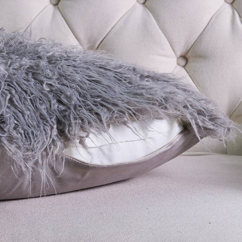 Mongolian FauxFur Throw with Pillow Shell Combo Set