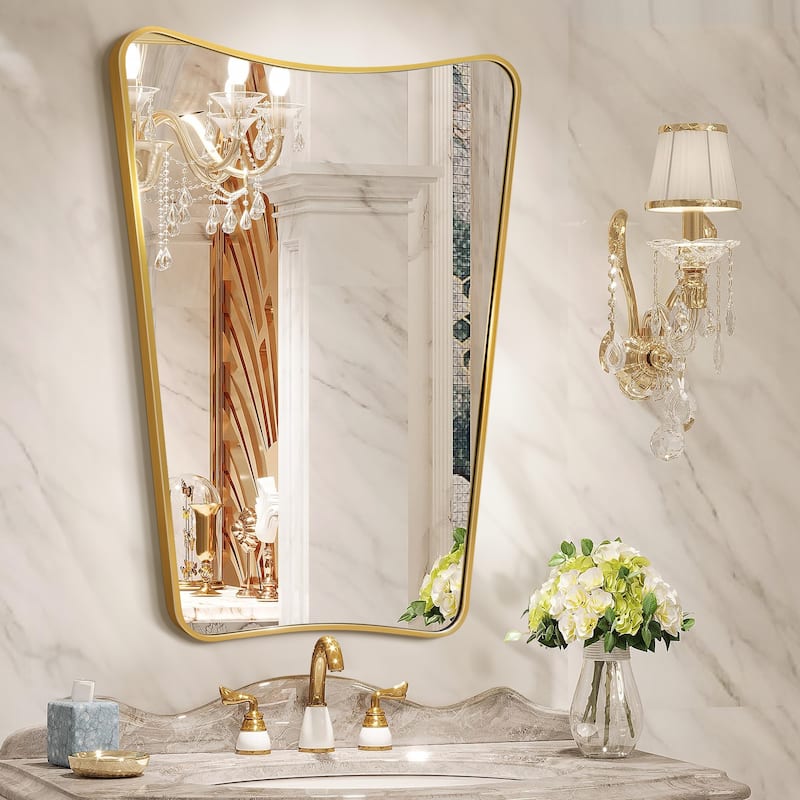 Arched Metal Framed Decorative Asymmetrical Wall Mirror