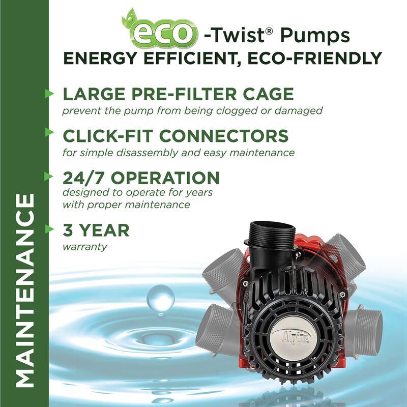 Alpine Corporation Eco-Twist Energy-Saving Pump with 33' Cord