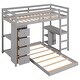 preview thumbnail 5 of 6, Twin over Twin Bed with Drawers and Shelves,Clean-lined Guard Rails, and a Built-in Ladder.
