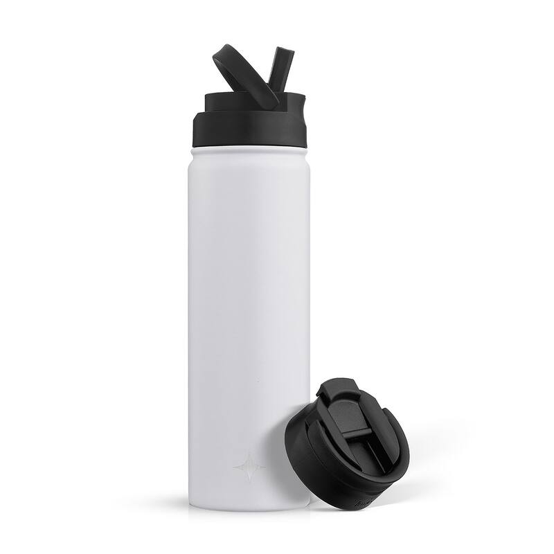 JoyJolt Triple Insulated Stainless Steel Water Bottle with Flip Lid & Sport Straw Lid - 22 oz