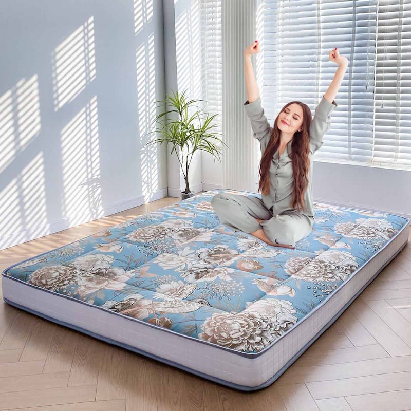 6-inch Thick Floral Pattern Floor Bed Futon Mattress
