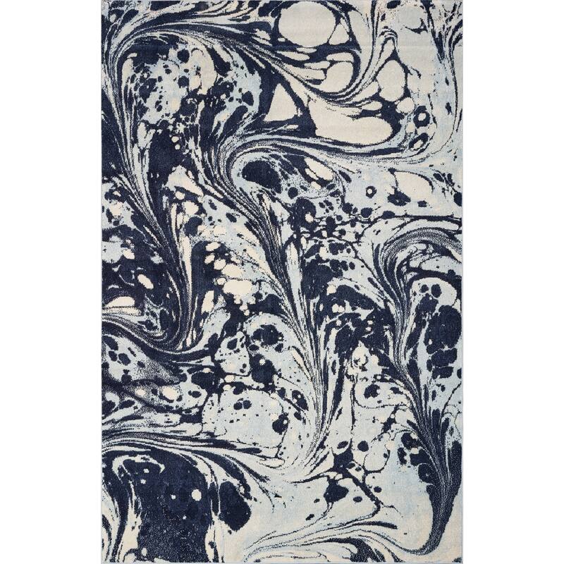 KAS Watercolors Mid-Century Marble Rug - 6'7" x 9'6" - Midnight