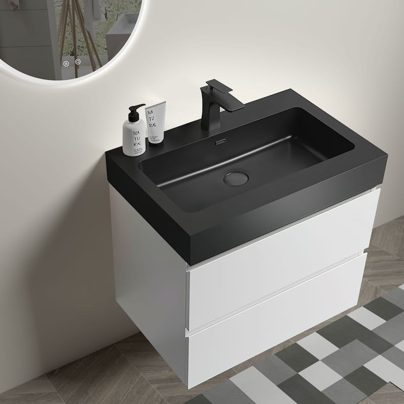24" Bathroom Vanity with Sink, Large Storage Wall Mounted Floating Bathroom Vanity,One-Piece Sink Basin without Drain and Faucet
