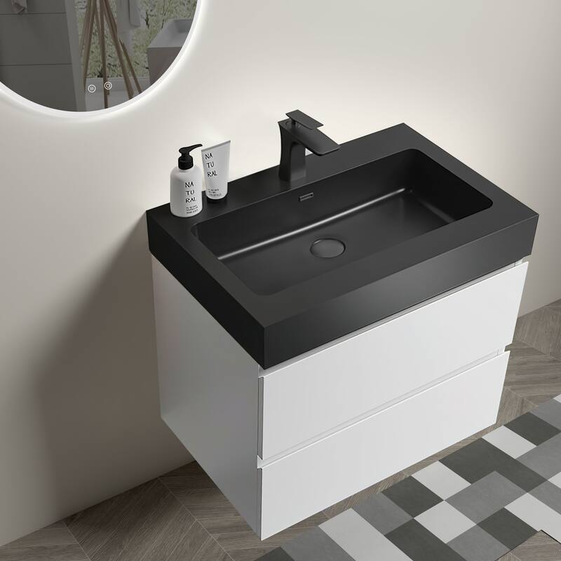 GDFStudio - Naomi Modern Floating Bathroom Vanity with Pre-Assembled Soft-Close Drawers and Durable One-Piece Basin