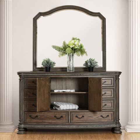 Furniture of America Brez Brown 2-piece Dresser and Mirror Set