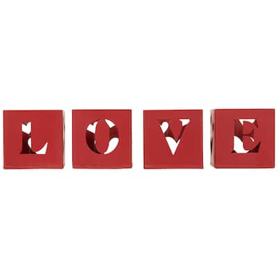 Love Blocks Valentine's Day Metal Votive Candle Holders - 2.75" - Set of 4