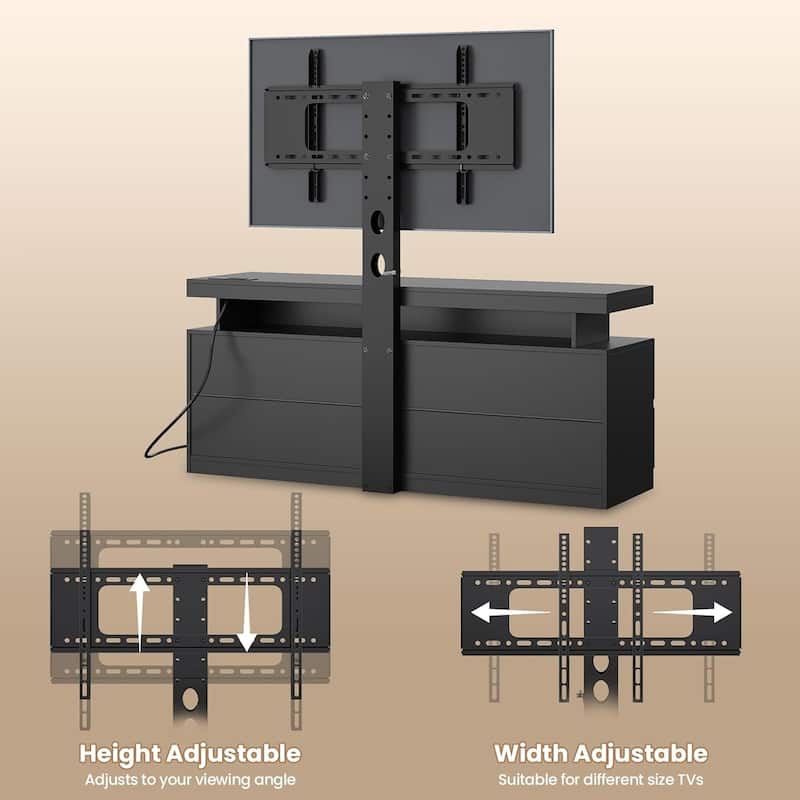LED TV Stand with Mount Power Outlet TV Mount for 32 to 75 in TVs Drawers