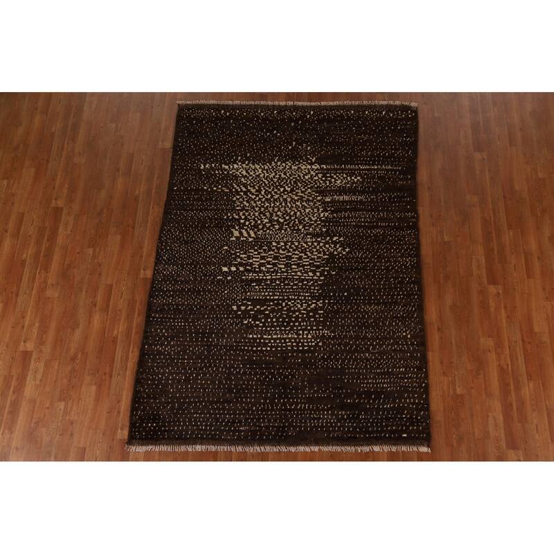 Hand Knotted Oriental 100% Wool Carpet Tribal Tribal Brown Moroccan Area Rug - 7' 11'' X 5' 8''