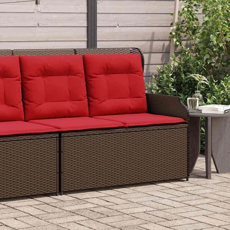vidaXL Garden Bench with Cushion Brown Poly rattan - 26 x 43 x 37