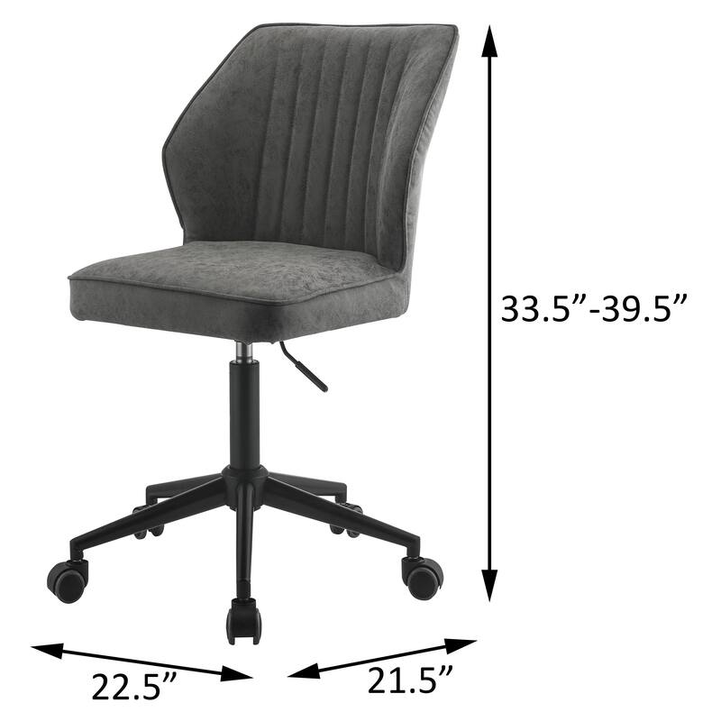 Armless Home Office Chair, Ergonomic Swivel Task Chair, Adjustable Height Vanity Chair with Wheels and Backrest - N/A