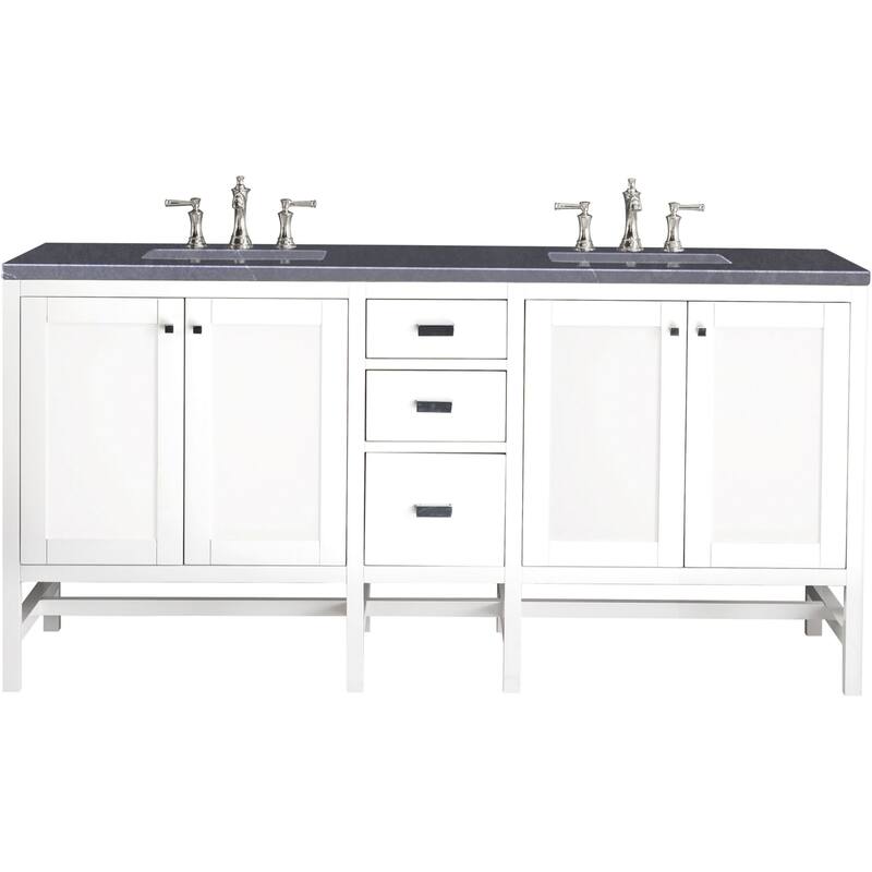 James Martin Vanities Addison 72" Double Basin Hardwood Vanity Set - Glossy White - Glossy