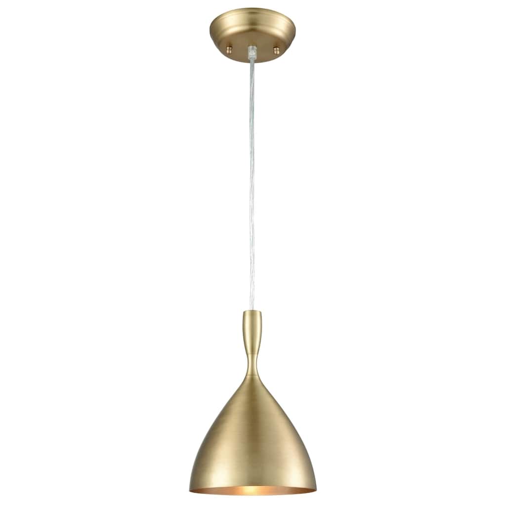 Spun Aluminum 7-inch Wide 1-Light Pendant in French Brass - 7in W x 7in D x 10in H
