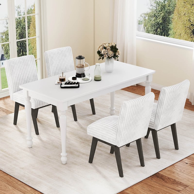 Costway Dining Chairs Set of 2/4 with Padded Seat, Rubber Wood Legs & - White + Gray