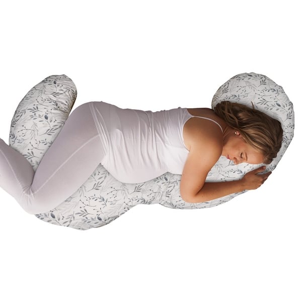 slide 2 of 5, Boppy Total Body Pillow w/ Removable Pillow Cover, Gray Scattered Leaves - Gray Scattered Leaves Gray Scattered Leaves