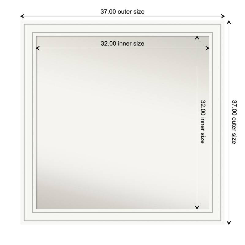 Craftsman White Framed Non-Beveled Custom Wall Mirror, Bathroom Vanity Mirror - Outer Size: 37 x 37