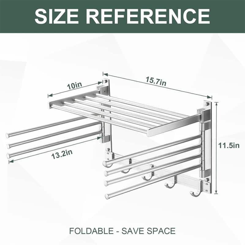 Clothes Drying Rack Wall Mounted - 13.2"D x 15.7"W x 11.5"H