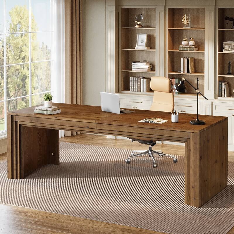 78.7 Inch Executive Desk, Large Solid Wood Computer Desk for Home Office